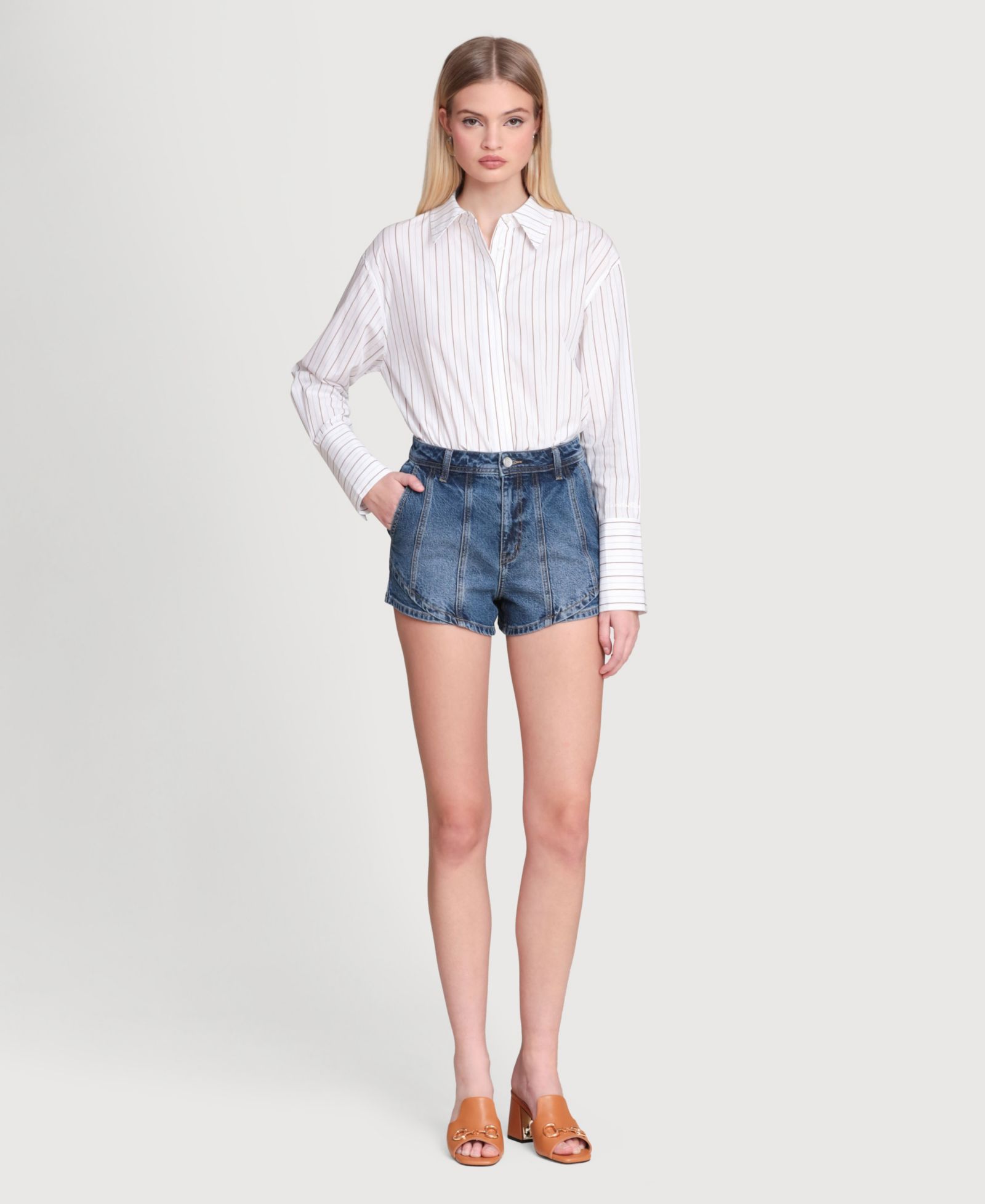 Женские джинсовые шорты Avec Les Filles High-Low-Rise