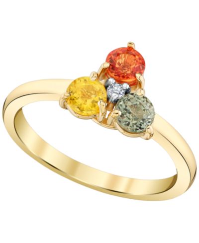 Macy's кольцо Gemstone & Diamond (1/3 ct. t.w.) 10k Yellow Gold