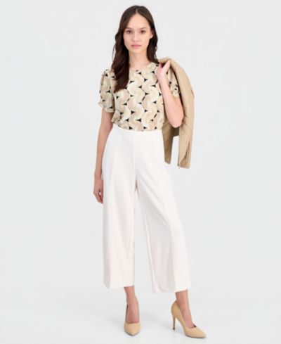 Брюки Anne Klein Essentials Petite Seamed Cropped Pull-On