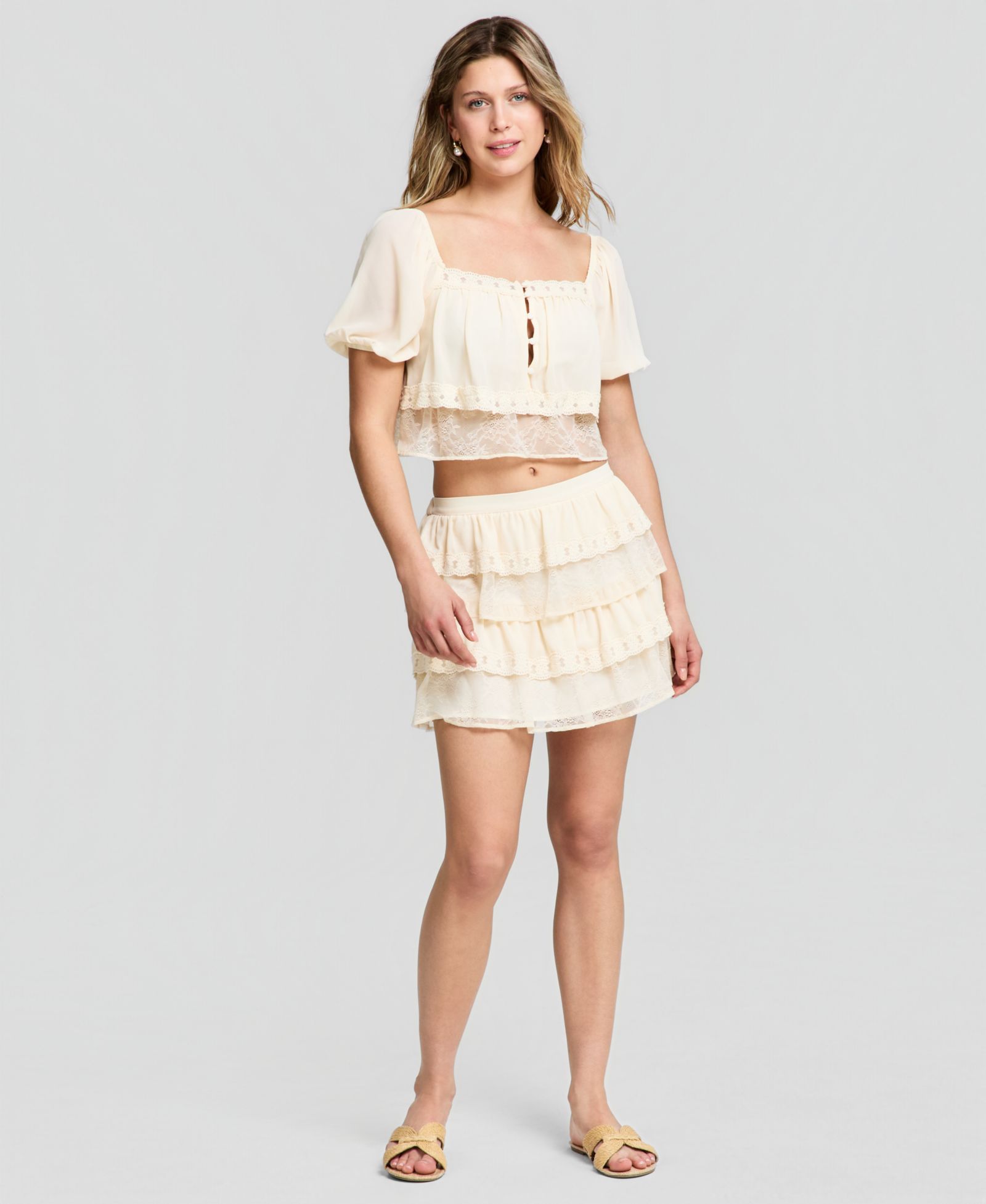 And Now This Women's Chiffon Lace Mini Skirt, Macy's Exclusive