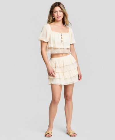 And Now This Women's Chiffon Lace Mini Skirt, Macy's Exclusive