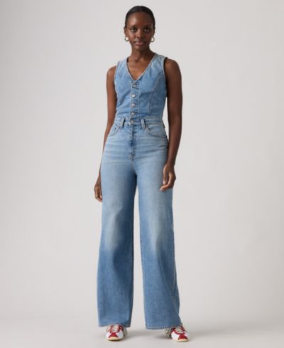 Levi's® Premium Женский джинсовый комбинезон с широкими брюками