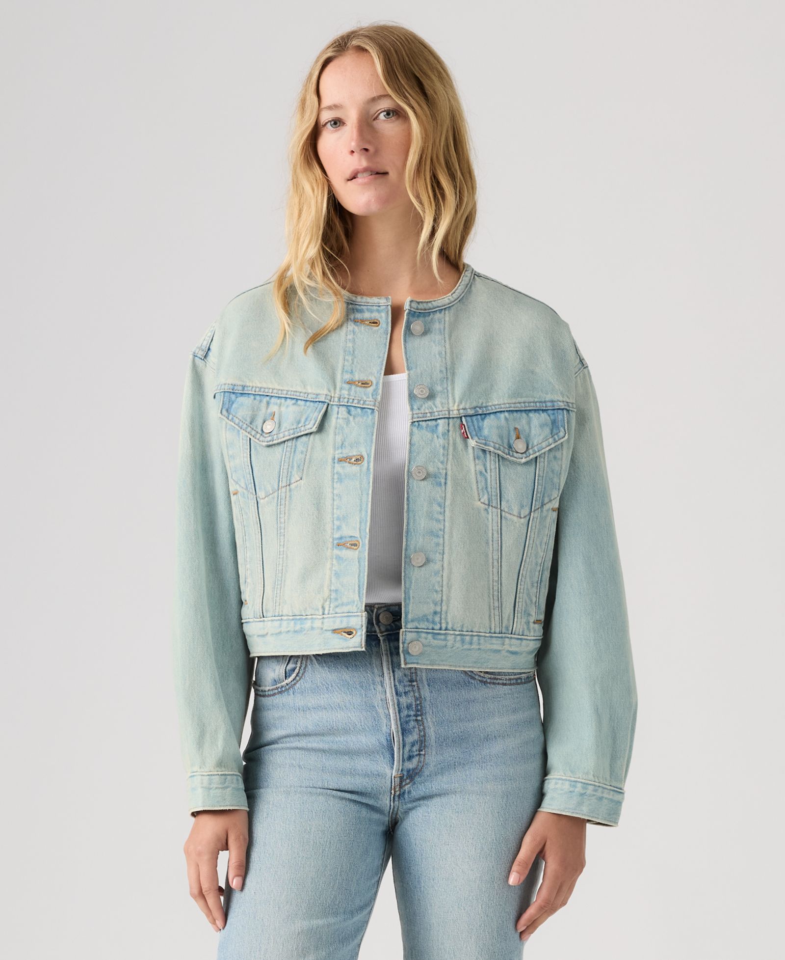 Levi's Women's Collarless Shrunken Trucker Jacket