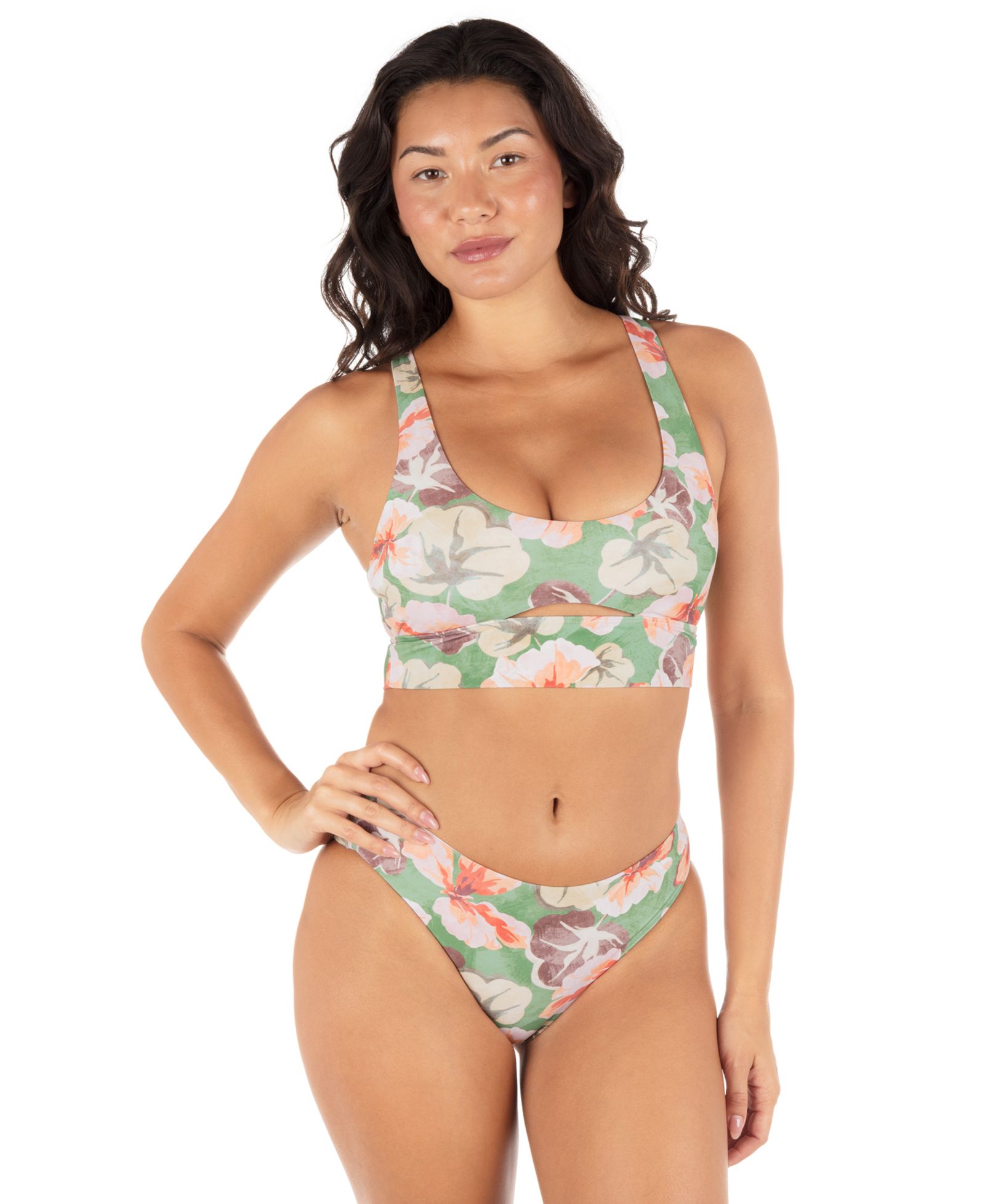 Hurley Women's Gingko Cloud Max Longline Bikini Top