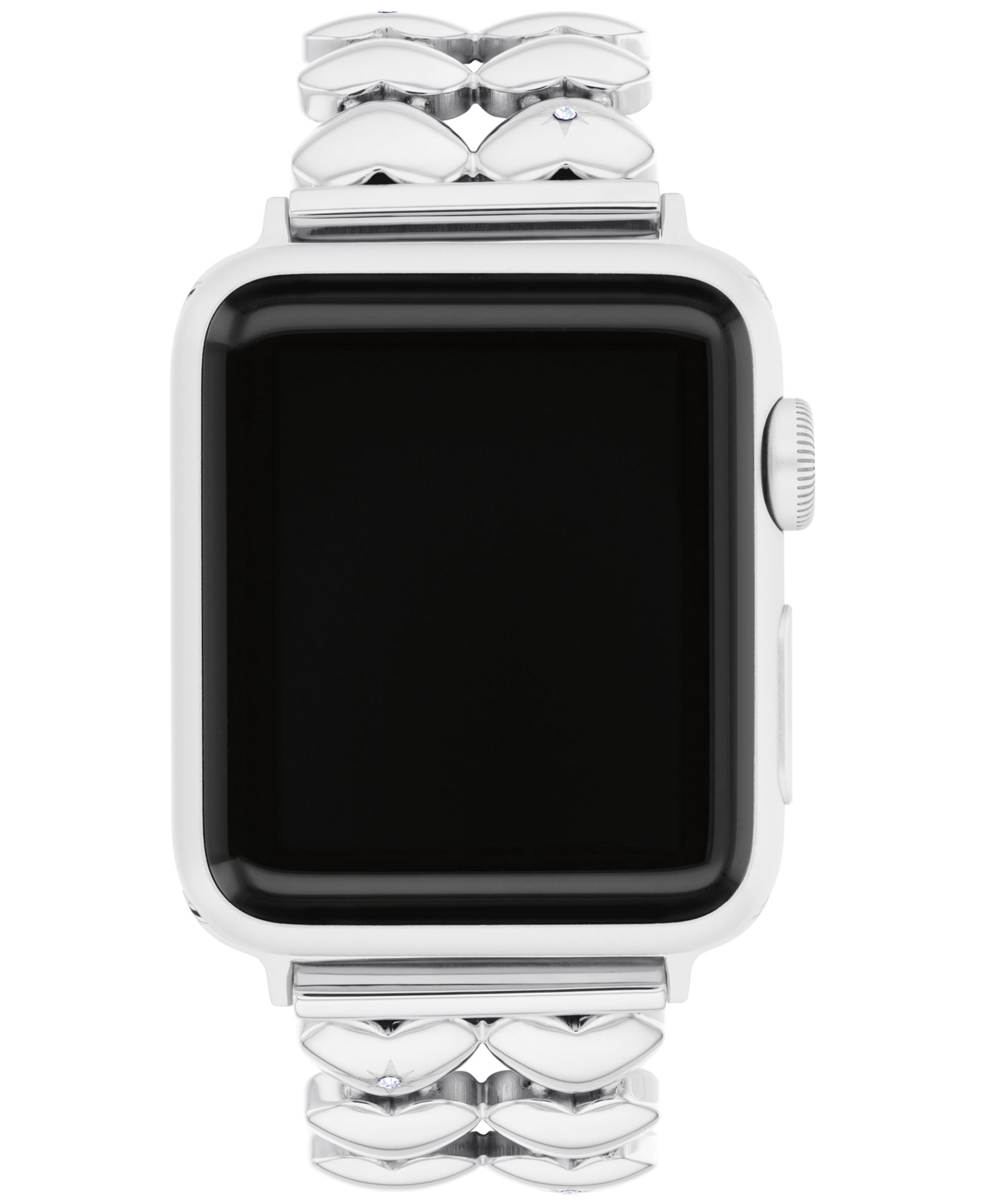 Ремешок для Apple Watch Coach Women's Silver Tone Stainless Steel With Crystals Heart, 38mm, 40mm, 41mm