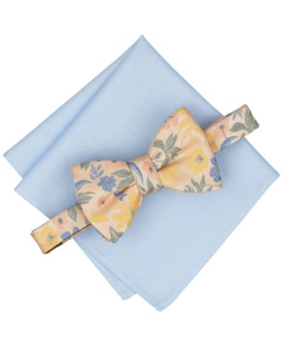 Мужской набор Bar III Men's Newell Floral Print Bow Tie and Pocket Square, 2-Piece Set