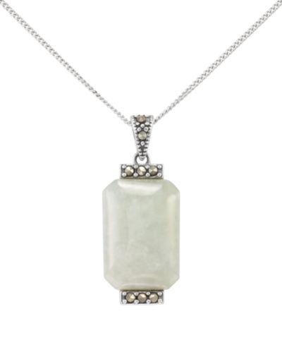 Подвеска-ожерелье Macy's с марказитом (0.17 ct. t.w.) и нефритом (11-1/2 ct. t.w.) из стерлингового серебра