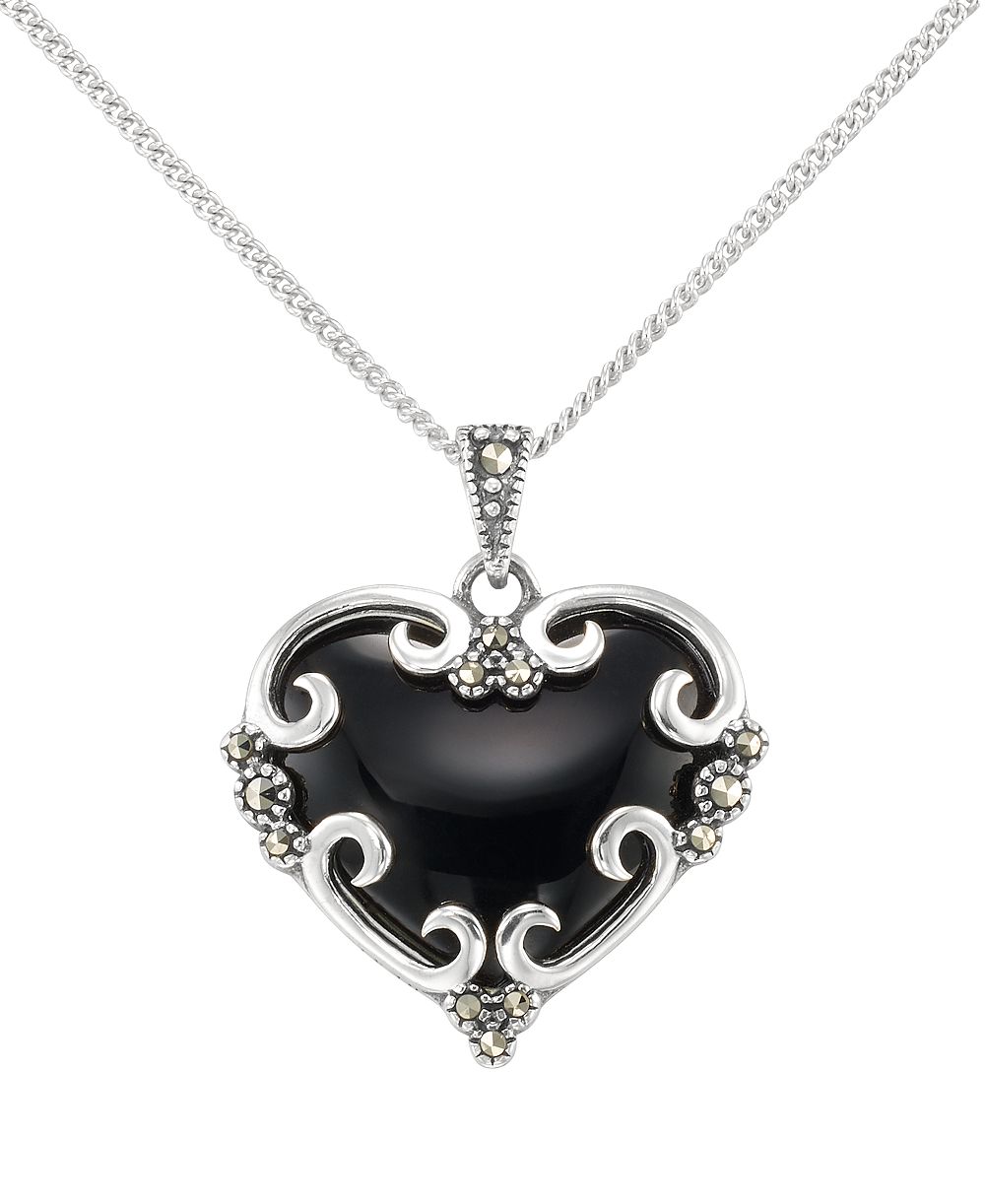 Подвеска-кулон Marcasite (0.09 ct. t.w.) и Onyx (4 ct. t.w.) в Sterling Silver