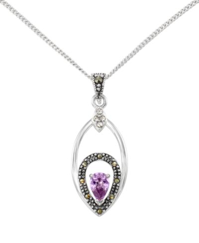 Подвеска Marcasite (0.40 ct. t.w.) и Amethyst (1/2 ct. t.w.) в форме капли из стерлингового серебра