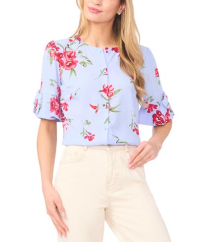 CeCe Women’s Ruffle Sleeve Floral Top