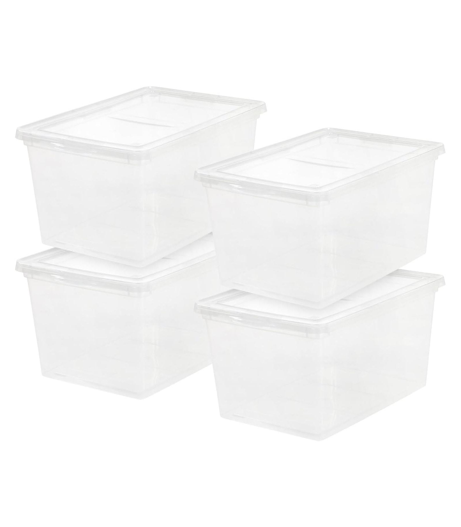 IRIS USA Storage Bins with Lids, Clear Stackable Containers, 4Pk