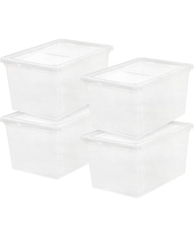 IRIS USA Storage Bins with Lids, Clear Stackable Containers, 4Pk