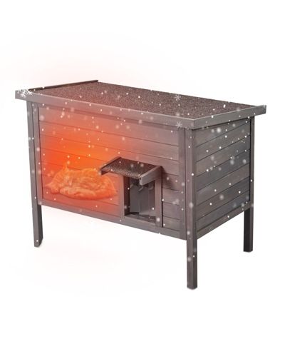COZITO Insulated Wooden Outdoor Cat Shelter with Foam Lining, 34