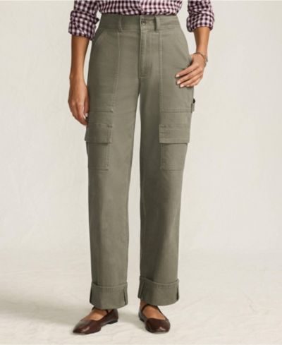 Lands' End Petite Брюки карго прямого кроя с высокой посадкой из чино