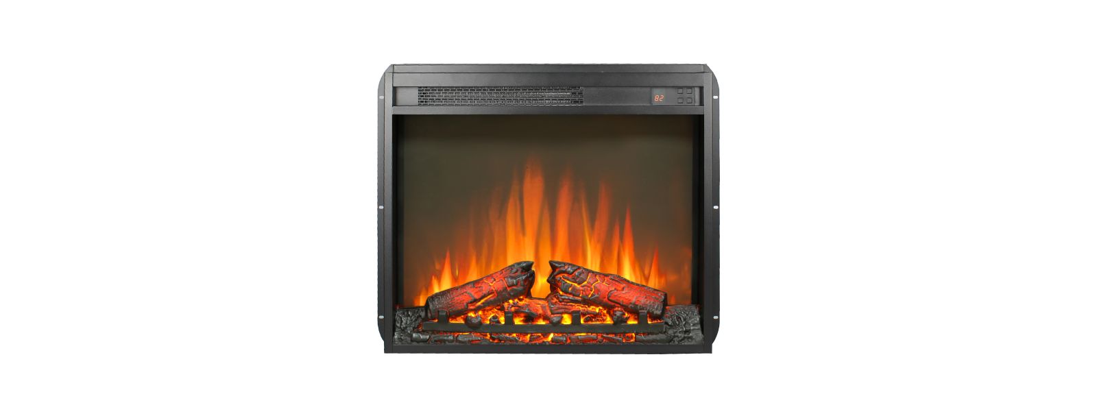 Flynama 3 inch electric fireplace insert, ultra thin heater with log set & realistic flame, remote control with timer, overheating protection