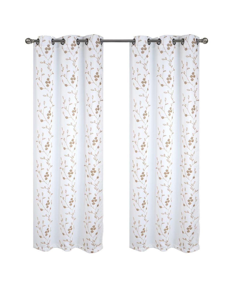 RT Designer Collection Lilian Embroidered Blackout Decorative Grommet Curtain Panel