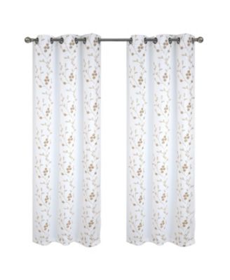 RT Designer Collection Lilian Embroidered Blackout Decorative Grommet Curtain Panel