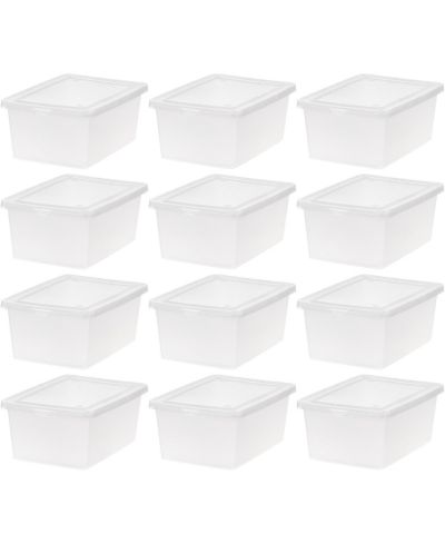 IRIS 15 Qt Storage Bins with Lids, 12Pk