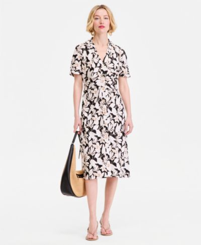 Платье-рубашка I.N.C. International Concepts Women's Printed Linen-Blend Midi