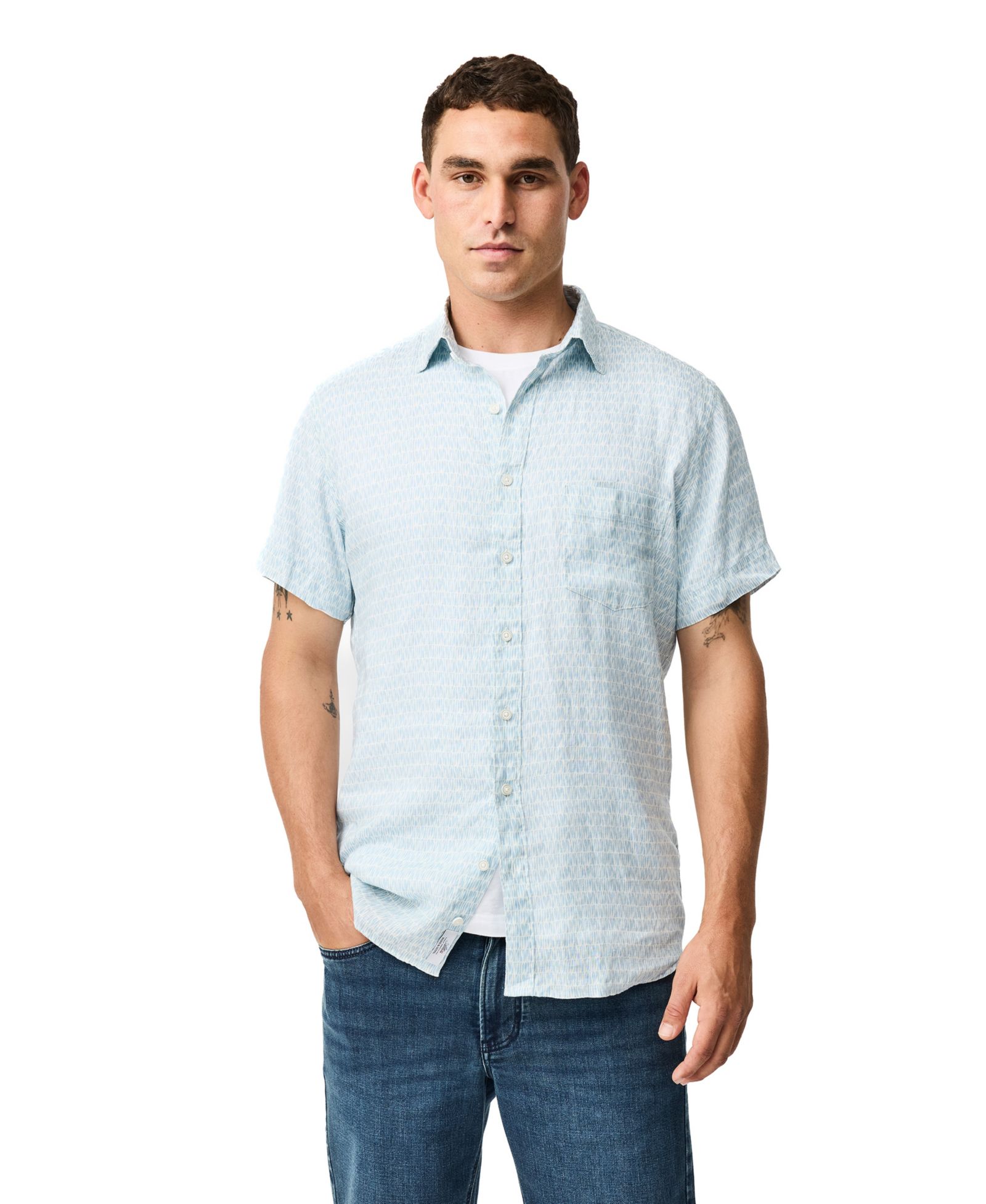 Мужская льняная рубашка Rodd & Gunn Men's Glenene Sport Fit с коротким рукавом