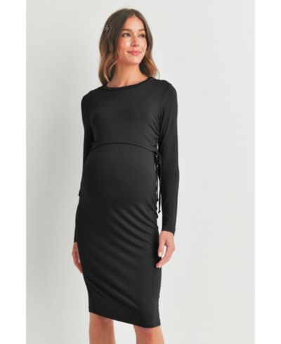 Женское платье для беременных Hello Miz Bodycon с длинным рукавом и завязками по бокам