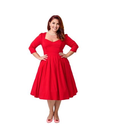 Unique Vintage Plus Size Sweetheart Swing Dress