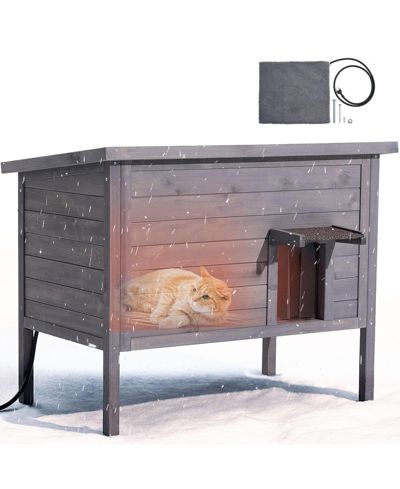 COZITO 34" Heated & Insulated Wooden Outdoor Cat House