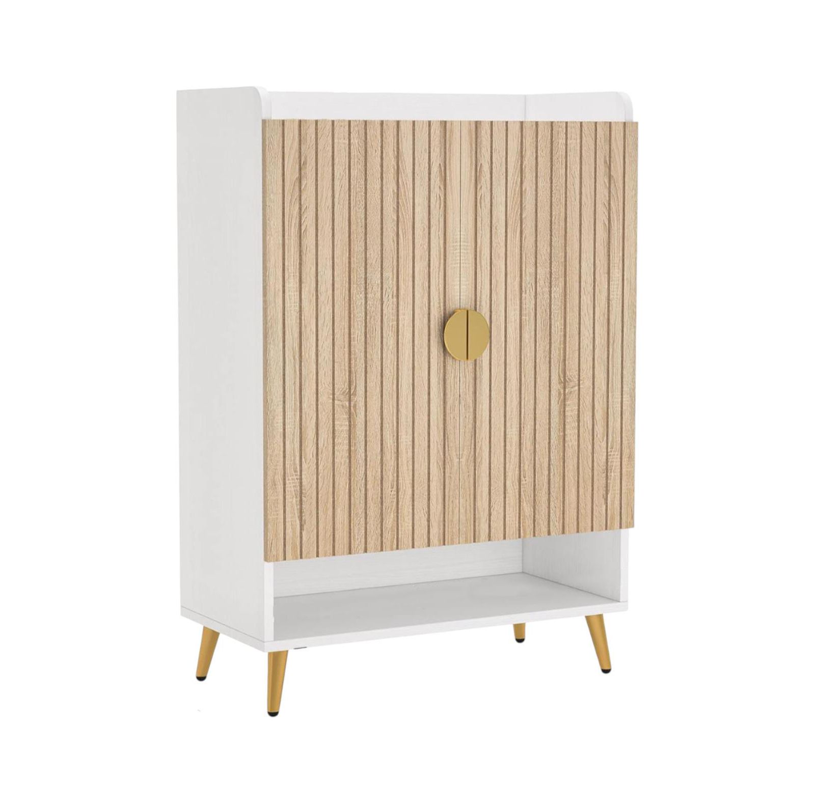 Slickblue Shoe Organizer Cabinet with Doors and Shelf