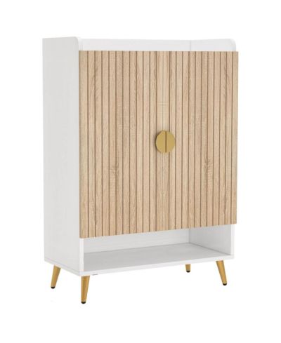 Slickblue Shoe Organizer Cabinet with Doors and Shelf