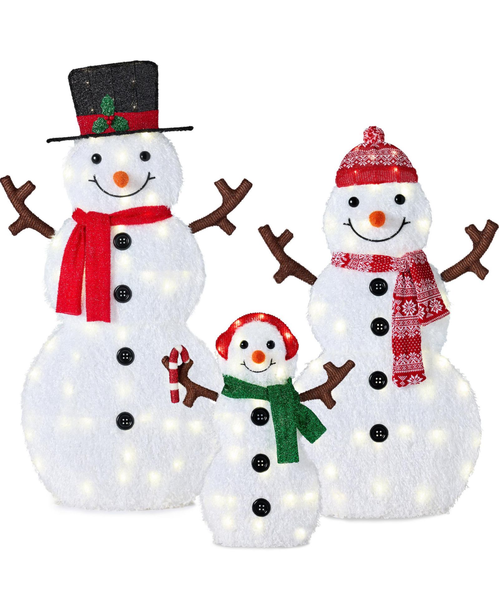 Набор уличного декора Best Choice Products 2D Lighted Snowman Family с LED Lights