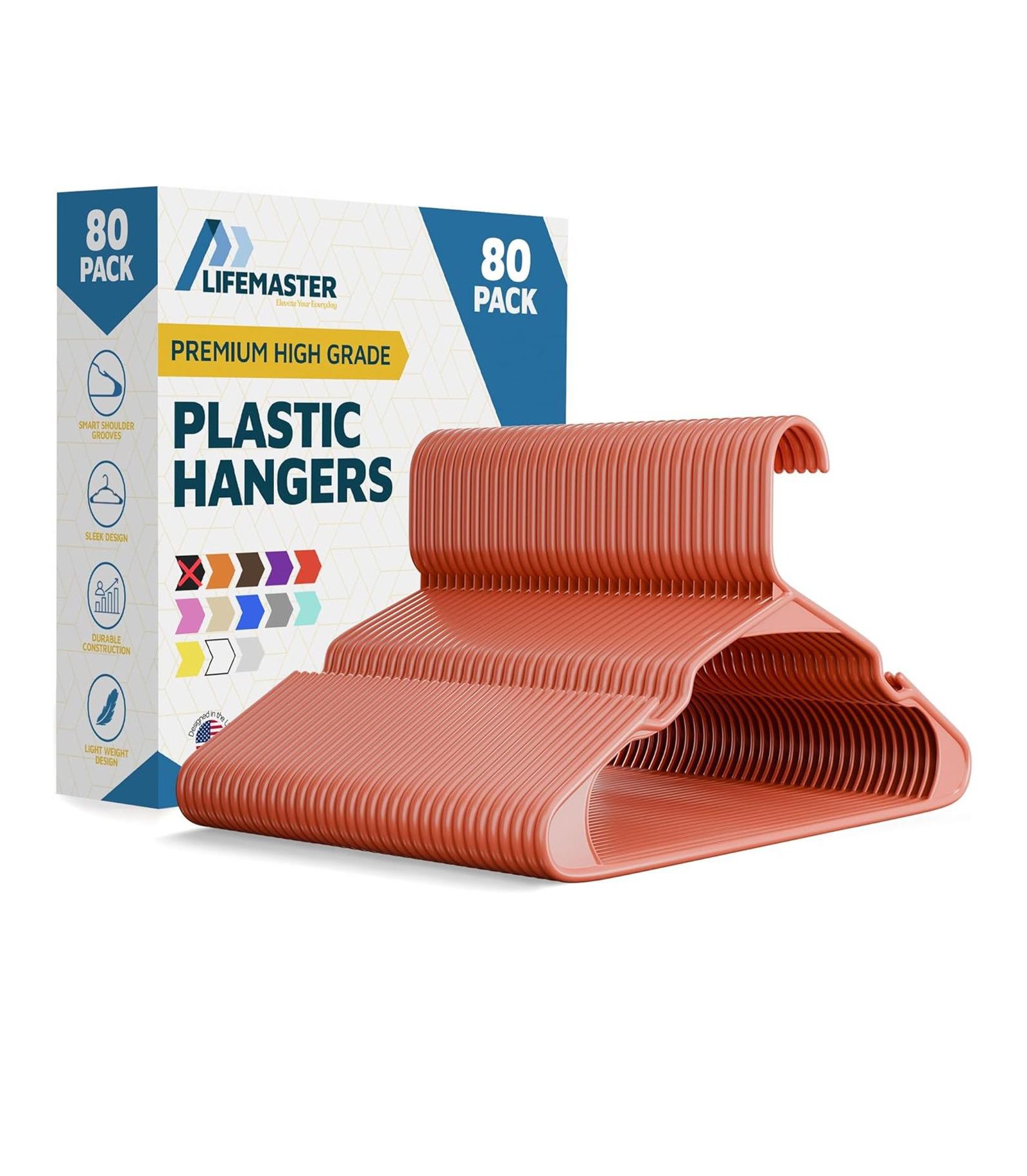 Вешалки Lifemaster heavy-duty plastic 80-pack