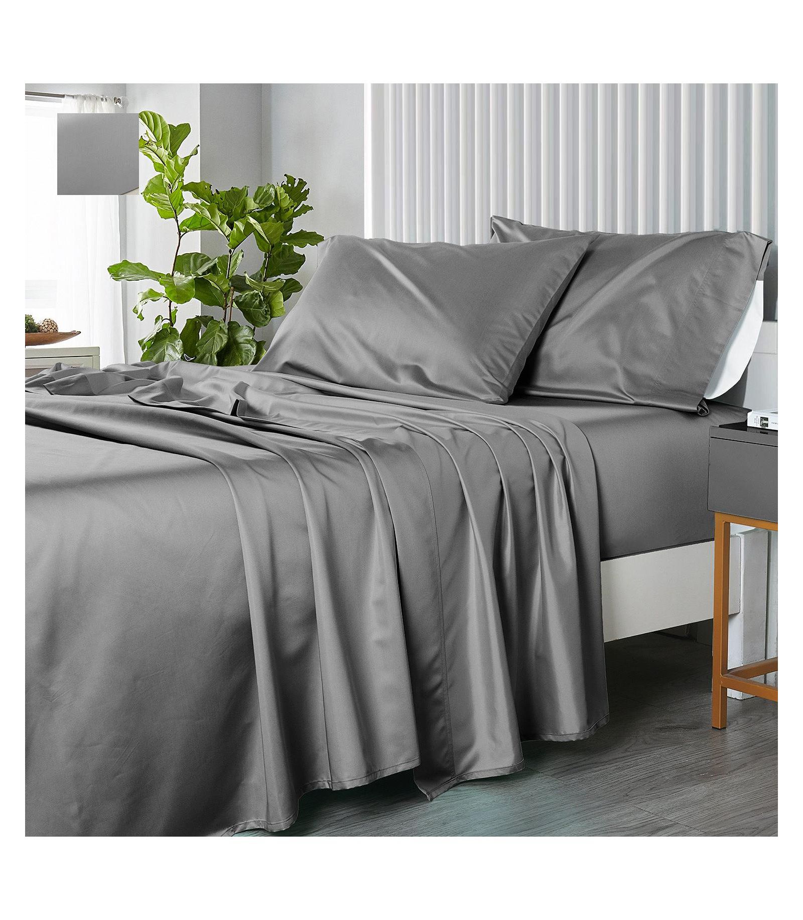 Egyptian Linens Oversized 608 Thread Count Long-Staple Cotton Sateen 4-Piece Sheet Set with 22-Inch Deep Pockets