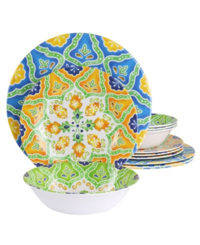 Elama Melamine Stapanya 12-Pc. Dinnerware Set, Service For 4