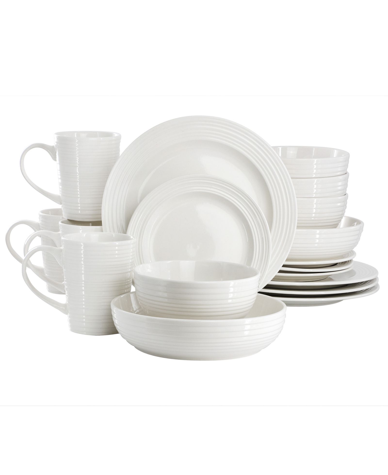 Elama Nikki Ribbed 18 Pc. Dinnerware Set, Service for 4
