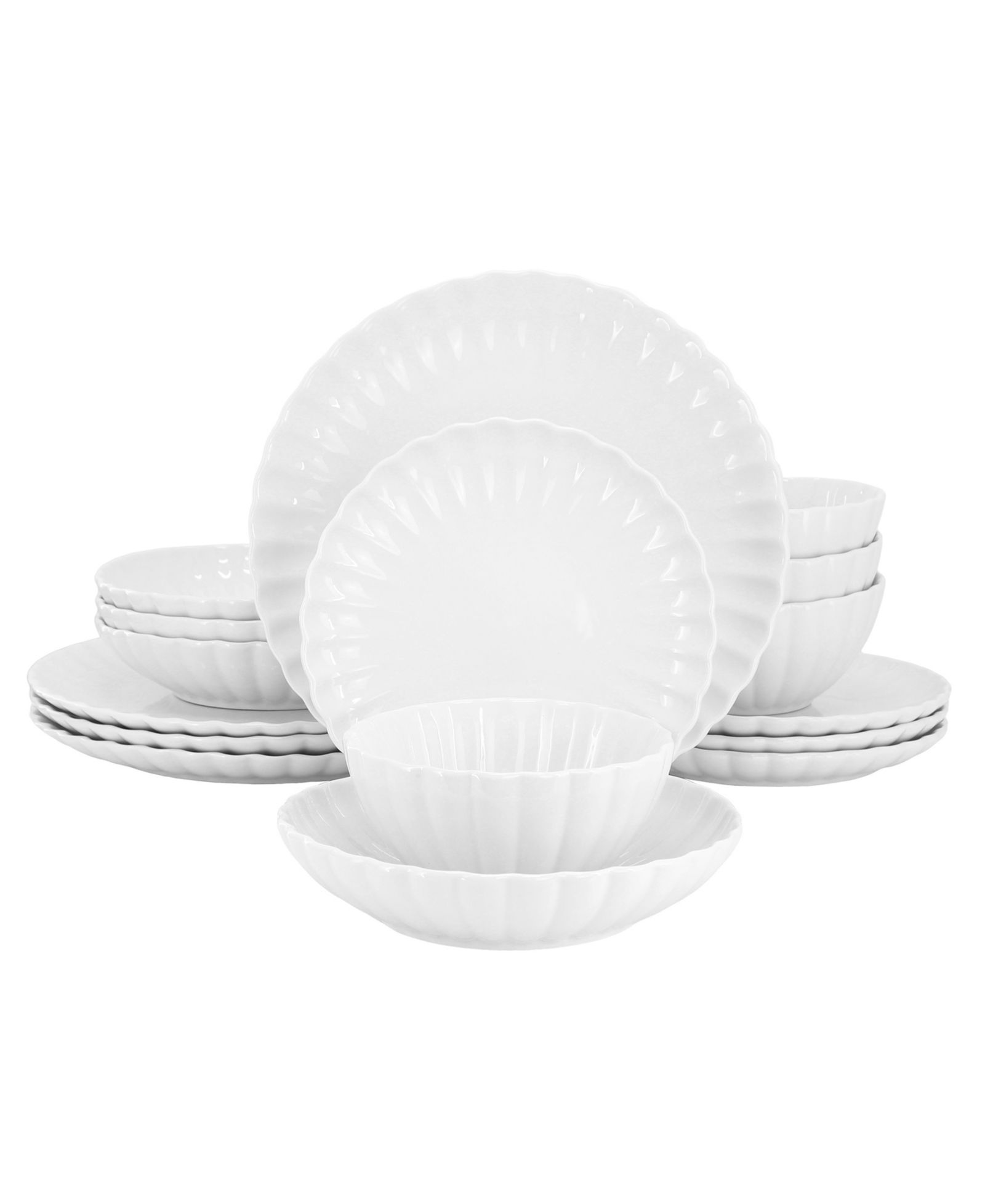 Elama Jane Scalloped 16-Pc. Dinnerware Set, Service For 4