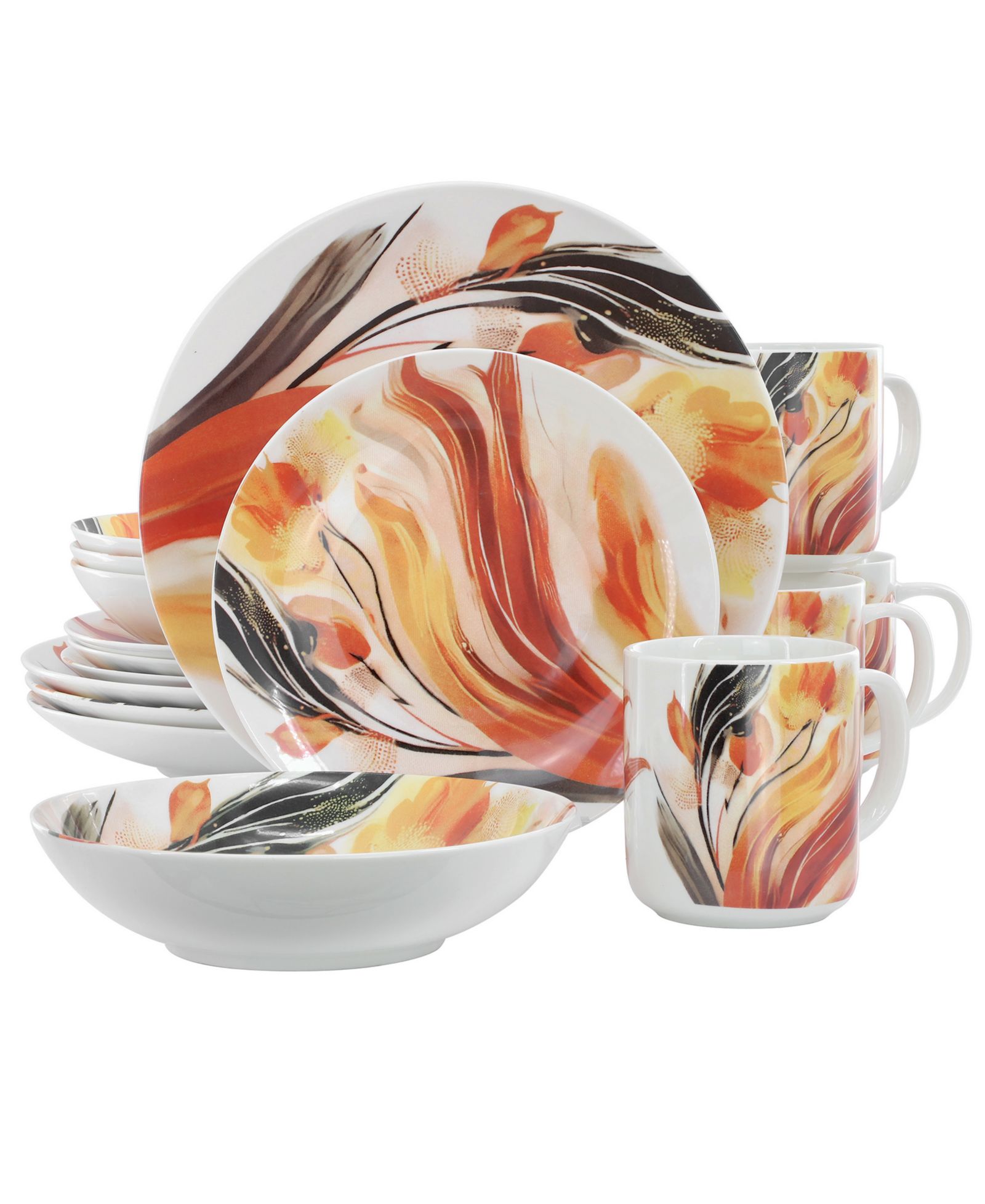 Elama Tulip Fields 16-Pc. Dinnerware Set, Service For 4