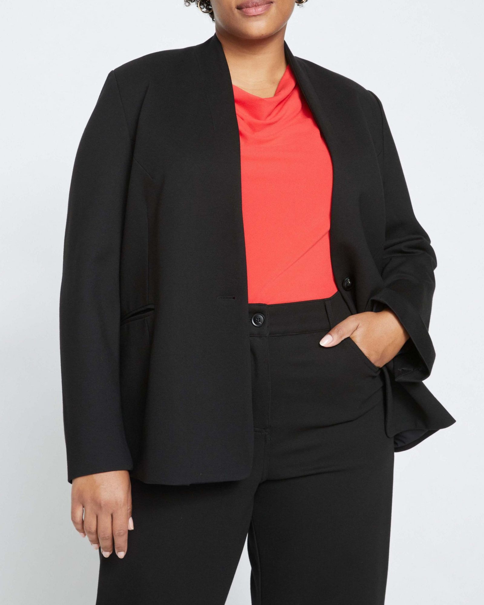Universal Standard Plus Size Lennox Collarless Ponte Blazer