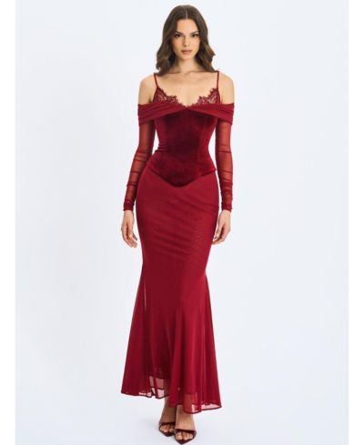 Женское платье Miss Circle Maybelle Magenta Bardot с кружевным ремешком и эффектом пеплум
