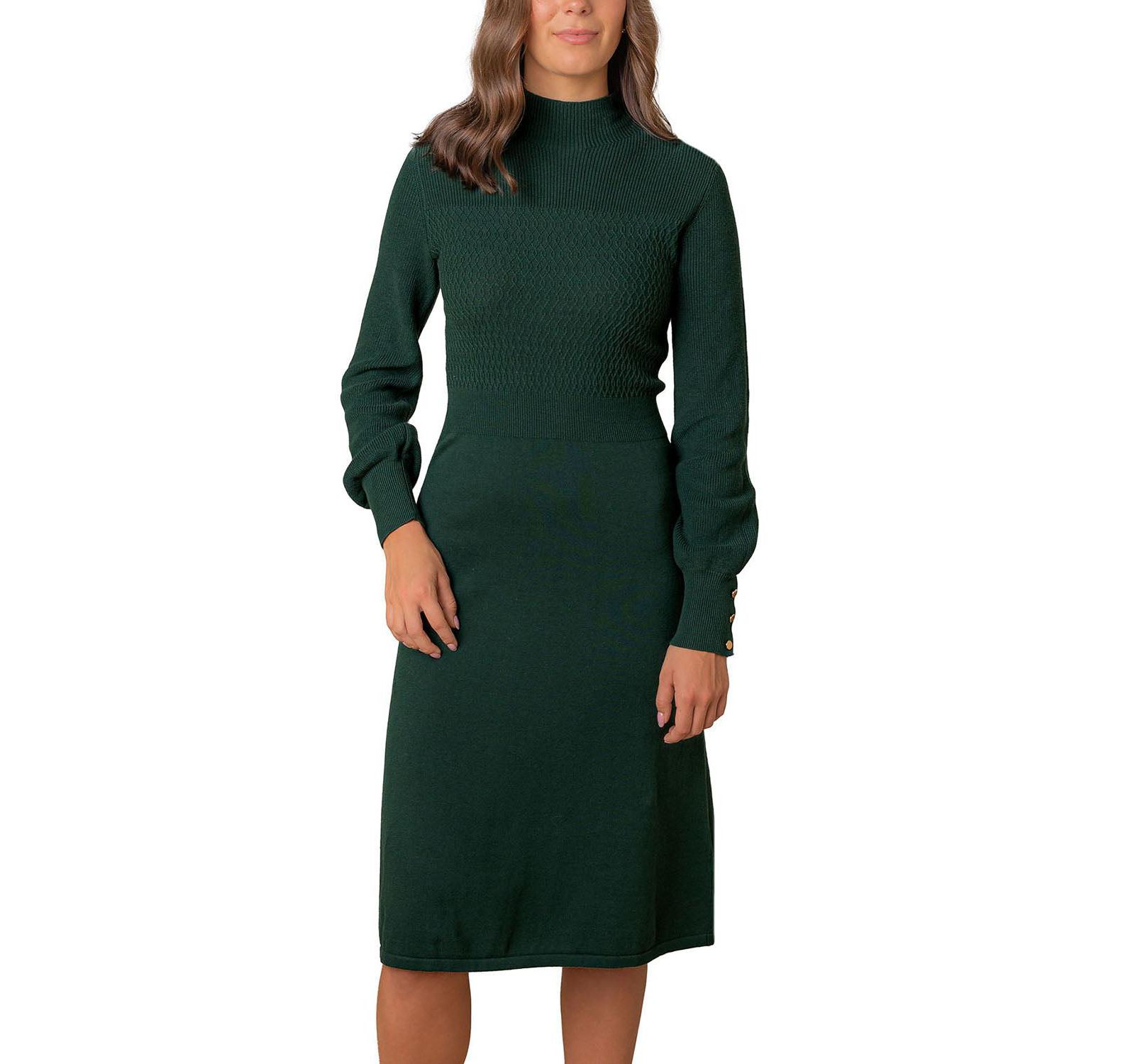 Hope & Henry Women's Hope and Henry Organic Mock Neck Bodice Stitch Sweater Dress