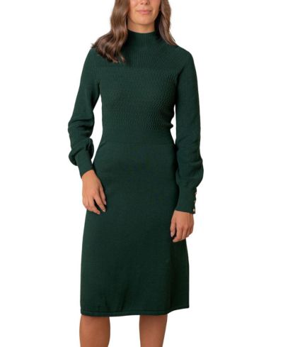 Hope & Henry Women's Hope and Henry Organic Mock Neck Bodice Stitch Sweater Dress