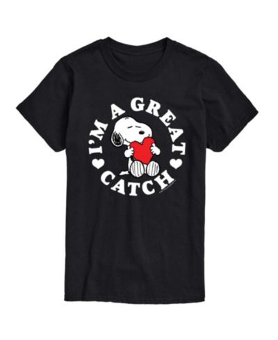 AIRWAVES Men's Peanuts Snoopy I'M A Great Catch Printed Short-Sleeve Graphic T-Shirt