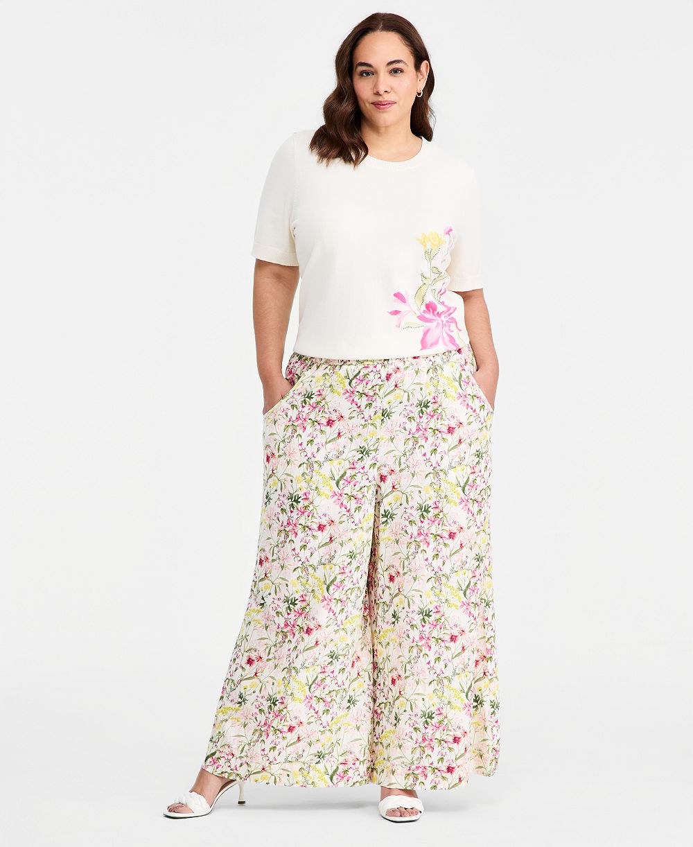 Брюки Vince Camuto Plus Size с широкими штанинами и эластичным поясом