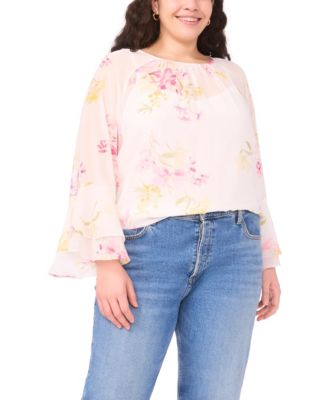 Vince Camuto Plus Size Crew Neck Printed Top