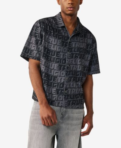True Religion Men's Short-Sleeve Mesh Logo Shirt