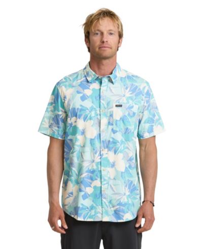 Мужская рубашка Quiksilver с цветочным принтом и коротким рукавом