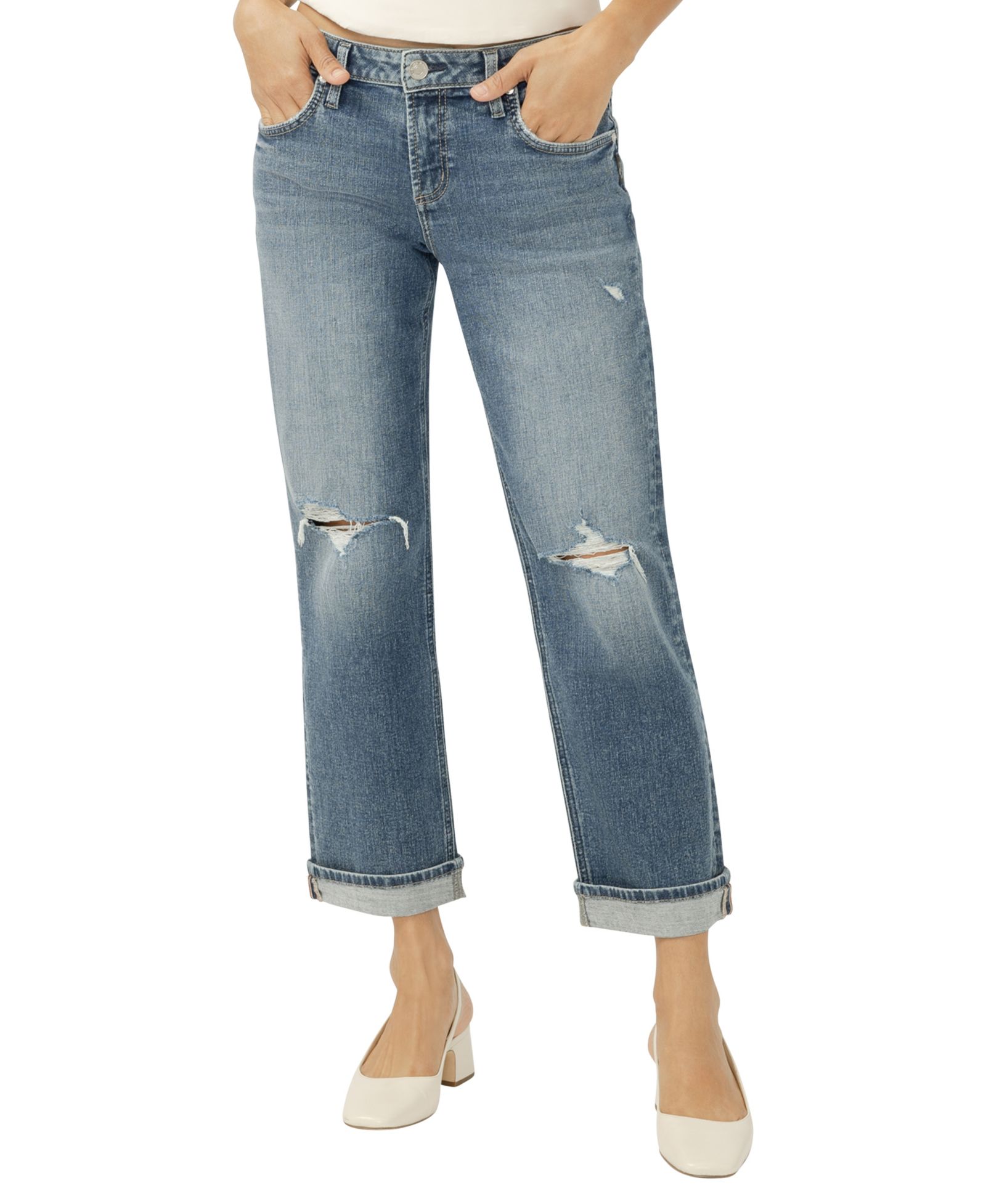 Silver Jeans Co. Women's Chelsea Mid-Rise Straight-Leg Jeans