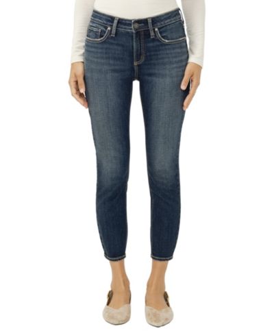 Silver Jeans Co. Женские узкие укороченные джинсы Elyse Mid-Rise Skinny