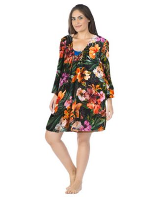 Женское туническое платье-накидка La Blanca Plus Size Tropical Hideaway Lace-Front Swim Cover-Up