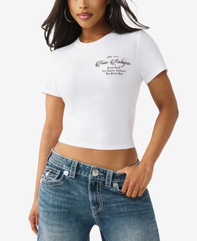 True Religion Women's Crystal Buddha Baby T-Shirt