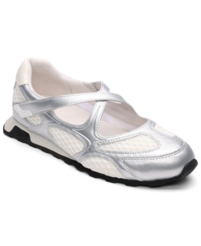 Silver Leather/White Mesh